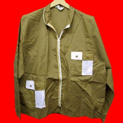 Formula II Brown with 1/2 Tan and 1/2 White zipper and 2 checkerboard snap pockets windbreaker