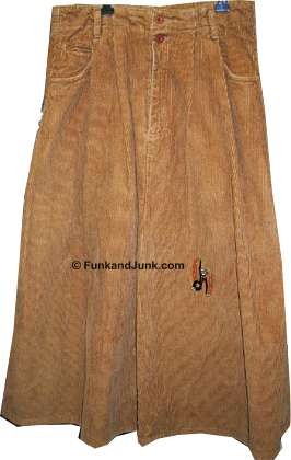 Light Brown Corduroy 3/4 Skirt