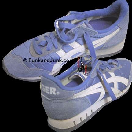 Asics Tiger Light Blue Nylon with Suede Toe and White Crossing Leather Sides Sneakers with Black Bottom