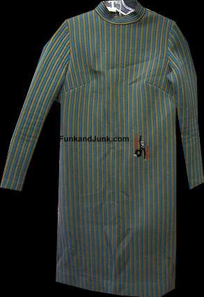 Lord & Taylor Forest Green and Brown Vertical Stripped Long Sleeve Go Go Dress