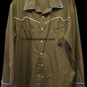 Network Brown with Creme and Blue Edging and Slant Pocket Western Long Sleeve Shirt