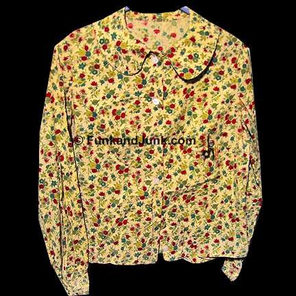 Light Yellow with Bunches of Red Green and Yellow Flowers with Leaves on Stems Long Sleeve Top