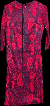 Black with Deep Red and Raspberry Amoebas Dress with Belt