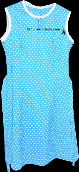 Classic Blue with White Polka Dot and Trim Sleeveless Dress with Belt