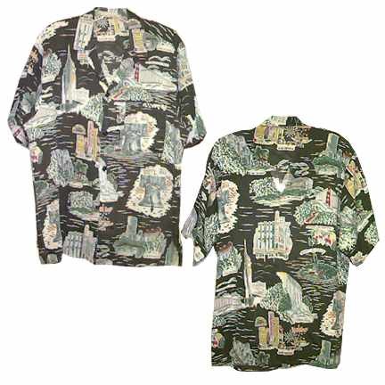 Black with Colored New York Las Vegas Etc. Sites with Names Short Sleeve