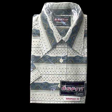 Campus Esprit Blue Paisley Horz Bar with large Colored Diamond on Colored Thread Horz European Fit Short Sleeve with Package