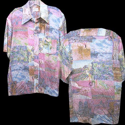 Clay Poole Pointillism Works of Art Scenic Short Sleeve