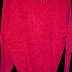Campus Sweater and Sportswear Classic Red 1970's Ribbed Folded Collar and Waist Deadstock Sweater