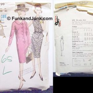 Vogue Early 1950's Sheath Style with Back Slit Dress Pattern No. 5799 in Envelope