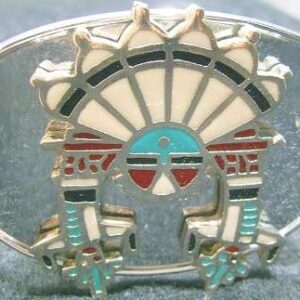 Native American Headdress Turquoise and Other Stones Belt Buckle