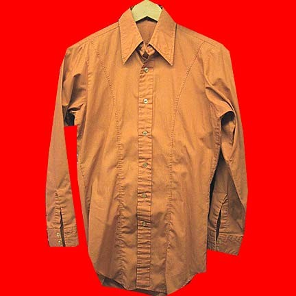 Post II 70's Orange with curved seam front long sleeve shirt