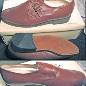 Chadmore " Cognac " Brown Leather Slip on 1970's Buckle Ankle Shoes in Box