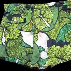Made in Hawaii Green with White Batik and Fully Covered 3 Greens Flowers & Accents with Black Edging Bathing Suit Mans