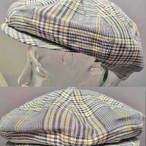 Trophy Black and White with Yellow Line highlights Checkered Snap Brim Cap Hat