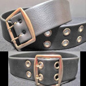 Black Vinyl with Animal Reptile Scale pattern and large Brass Grommet holes Belt
