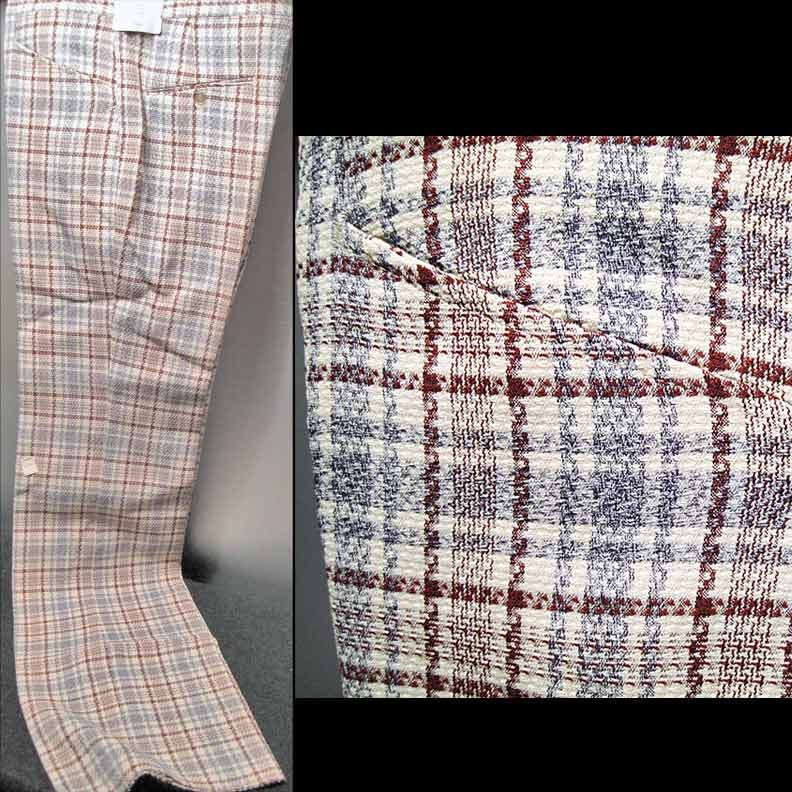 Higgins Reno textured Ruby Silver and Off White irregular check Flared Slacks
