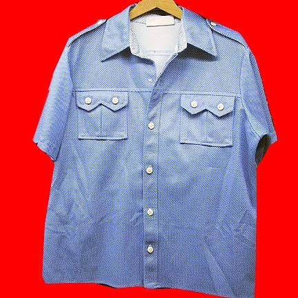 Alive Tops Blue with White small polka dots 2 chest pocket leisure top shirt