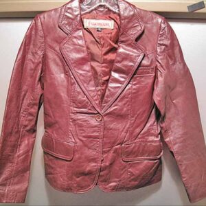Foxmoor 1970's Plum colored cropped 2 Button Leather Waist Jacket Women's