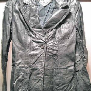 Dav Mark Black with Double V Butterfly Collar Women's Leather Jacket