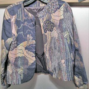 Blue Willow Japanese Pattern inspired Women's open front cropped Jacket