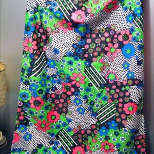 DonnKenny Blacklight colored Mod Flowers 1970's Maxi Skirt