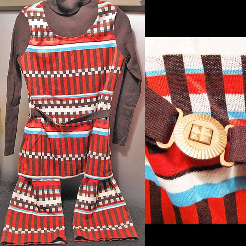 Aileen Fire Orange with Brown Slates faux Vest over Brown Long Sleeve with matching Slacks