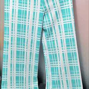 Bodini Knits Green with White Lattice design Women's cuffed Bell Bottom Slacks