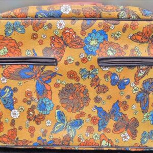 Gold with Mod Butterflies Flowers Travel Bag Suitcase