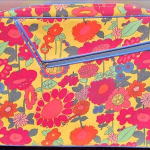 Mod Flowers with Raspberry Color Travel Bag Suitcase