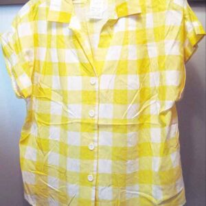 Hocus Pocus Yellow and White wide weave Pattern Short Sleeve Shirt