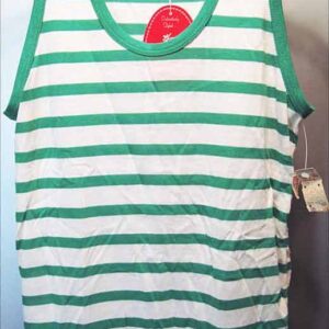 Partout of France White with Green Horizontal Stripes Halter Top