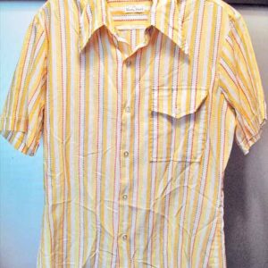 Body Shirt Yellow and Gold Vertical with Triangles Short Sleeve 1950's Shirt