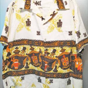 Tropicana Barkcloth with Hawaiian Drummers and Shields Waist Shirt