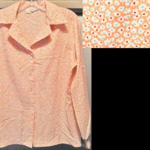 Judy Bond Peach with Colored Center Flowers Long Sleeve Blouse