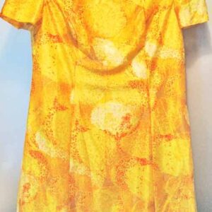 A One Dress Yellow White and Gold Metallic Puffs Dress