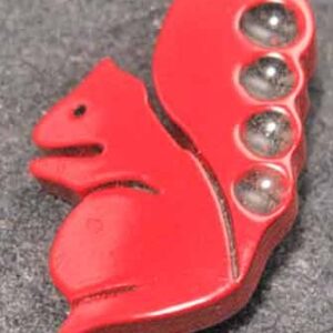 Red Squirrel Bakelite look Pin