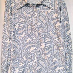 Ship N Shore White with Gray and Gold Paisley Long Sleeve Blouse
