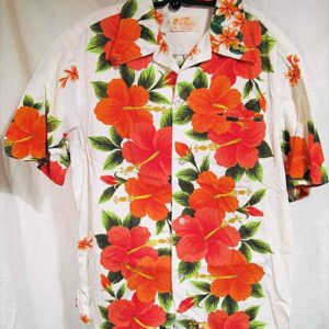 UiMaikai White with Orange and Red Flowers Chest plates and Back Hawaiian Shirt