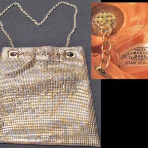 Whiting and Davis Beautiful Gold and Silver metal Disc Handbag Purse with Chain