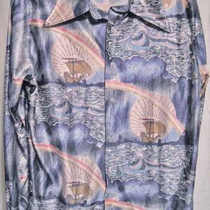 Pirate Ship Sailing to end of Rainbow on Tossing Sea Disco Shirt