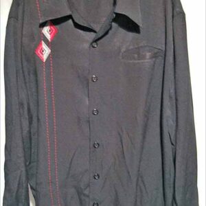 Da Vinci Black with Red and White Stitched Diamond Long Sleeve Shirt Jak