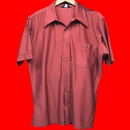 Mi' Lord shiny Rust with Copper look buttons short sleeve shirt