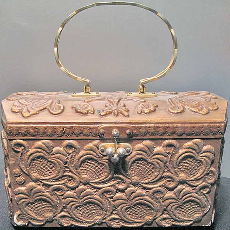 Wood with Gesso Butterflies Flowers etc Box Purse