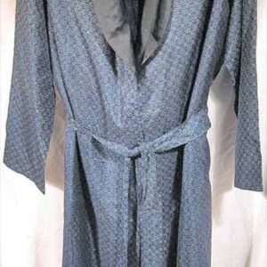 Black with Blue Floral pattern lightweight Smoking Jacket with Belt