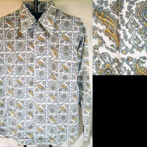 Kmart White with Gold and Teal Paisley design Long Sleeve Shirt