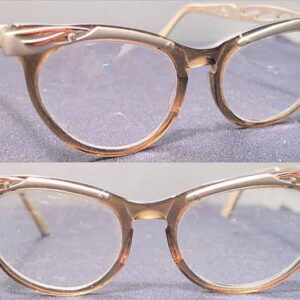 Bausch and Lomb Peach with Copper Lash Temple Catseye Eyeglasses