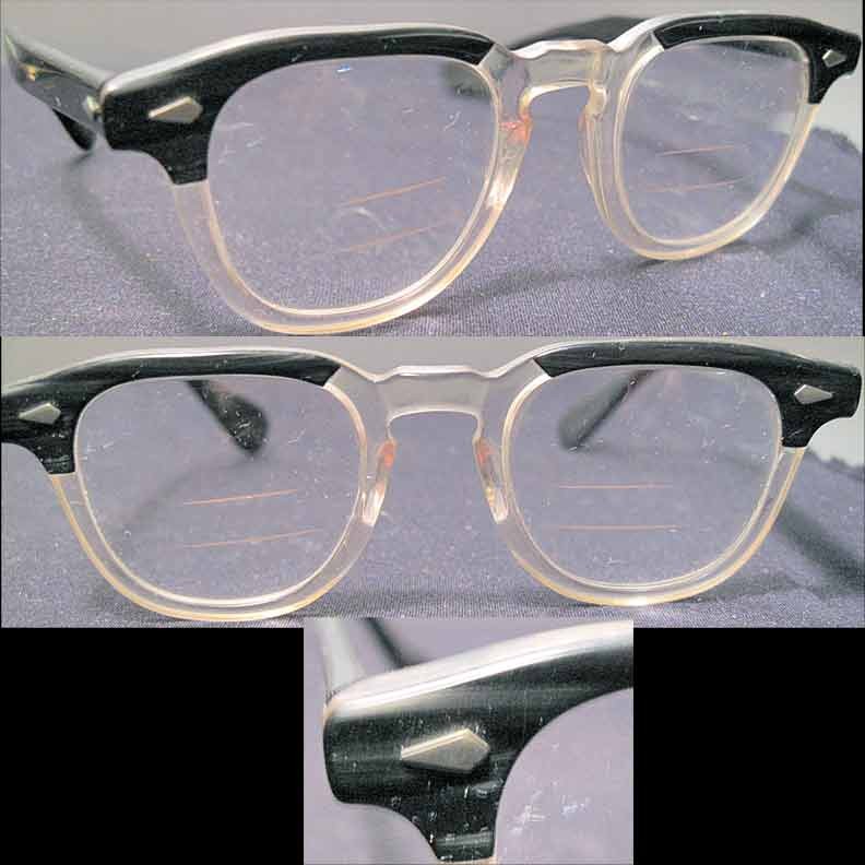 Clear with Black and Gray Marbled Temple Mens Eyeglasses