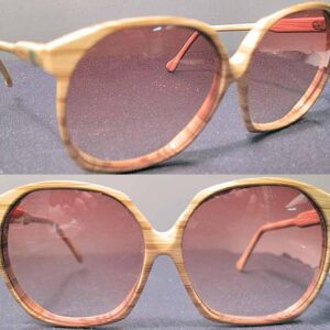 Oversized Woodgrain look Womens Sunglasses with Lion Emblem