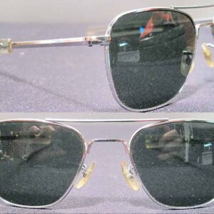 American Optical Military Pilot Style Silver Frame Aviator Sunglasses