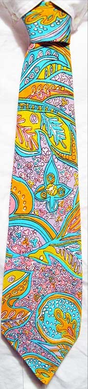 Mod Paisley Neon Pattern 1970s Vintage Tie